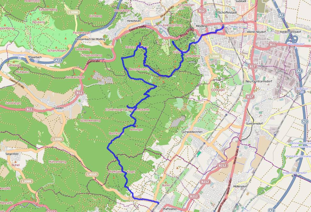 Abbildung 1: Karte mit eingezeichneter Route