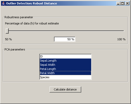 Dialog für die Ausreißer Detektion